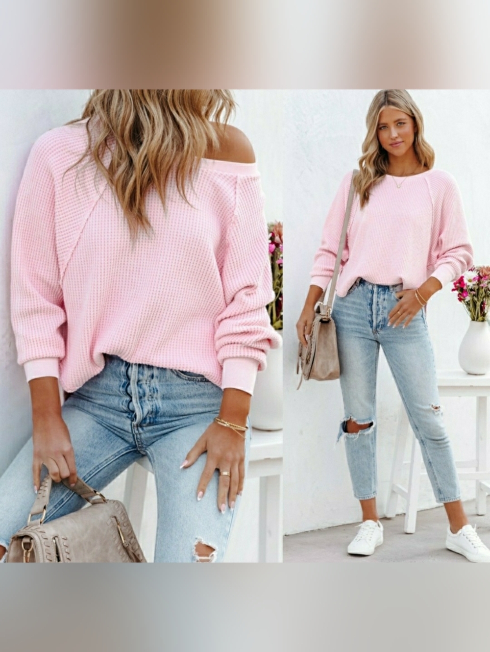 VICI COLLECTION LIZABETH COTTON THERMAL KNIT TOP